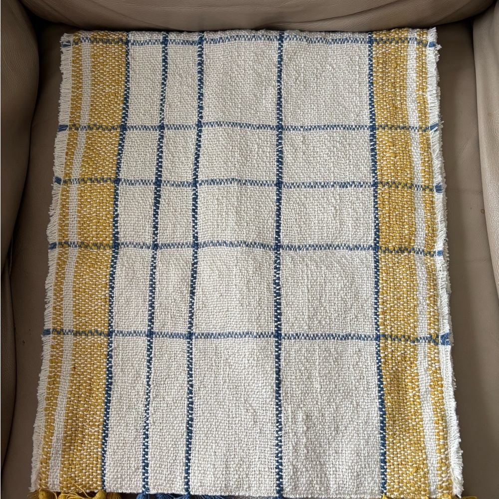Yellow and Blue Checkered Table Runner